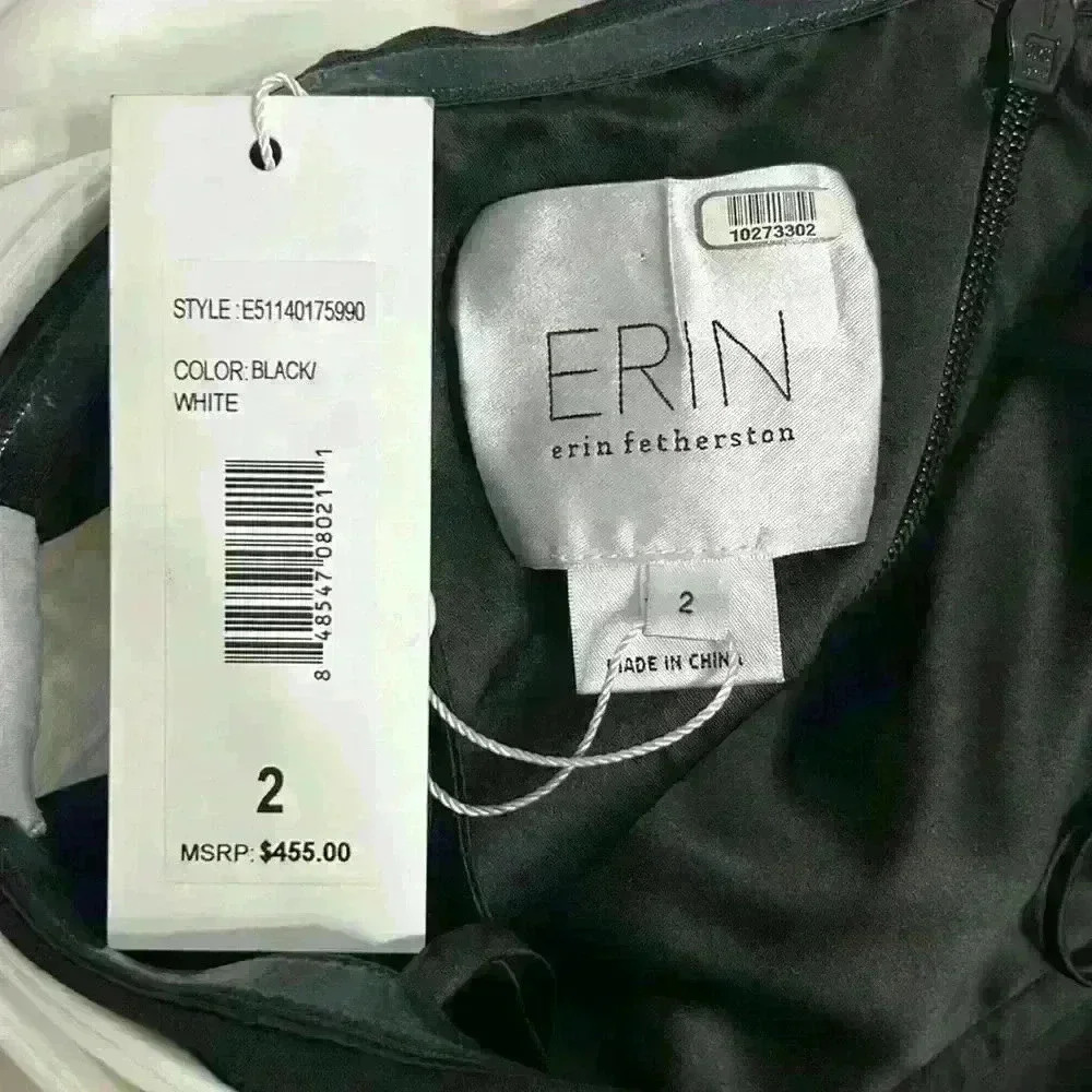 NWT Jumpsuit Erin Fetherston, Black w/White Bow, Size 2 - Picture 4 of 4